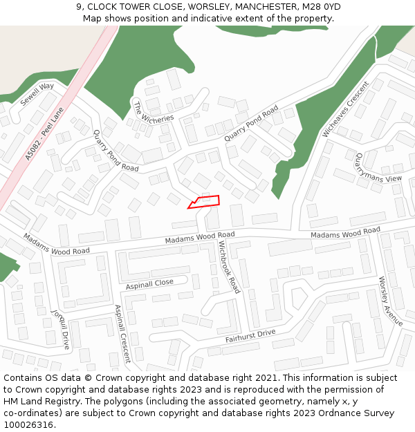 9, CLOCK TOWER CLOSE, WORSLEY, MANCHESTER, M28 0YD: Location map and indicative extent of plot