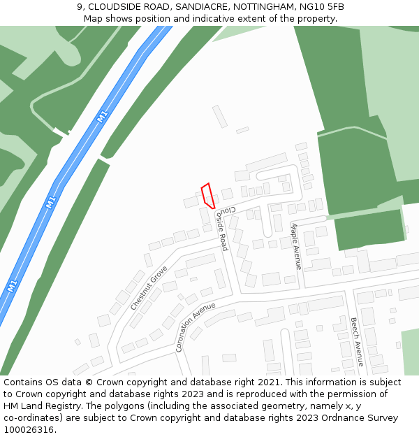 9, CLOUDSIDE ROAD, SANDIACRE, NOTTINGHAM, NG10 5FB: Location map and indicative extent of plot