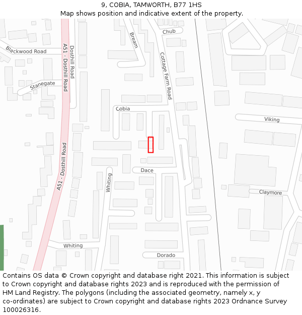 9, COBIA, TAMWORTH, B77 1HS: Location map and indicative extent of plot