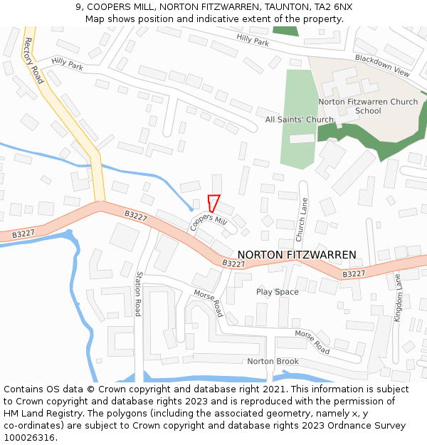 9, COOPERS MILL, NORTON FITZWARREN, TAUNTON, TA2 6NX: Location map and indicative extent of plot