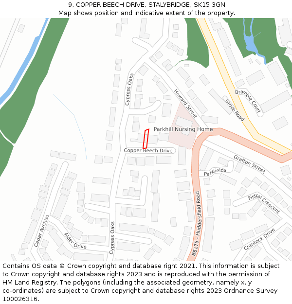 9, COPPER BEECH DRIVE, STALYBRIDGE, SK15 3GN: Location map and indicative extent of plot