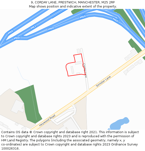 9, CORDAY LANE, PRESTWICH, MANCHESTER, M25 2RP: Location map and indicative extent of plot