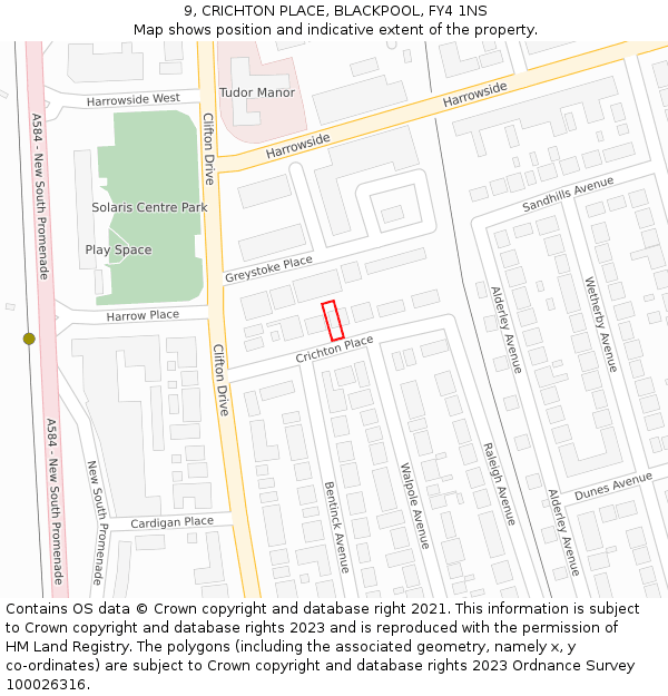 9, CRICHTON PLACE, BLACKPOOL, FY4 1NS: Location map and indicative extent of plot