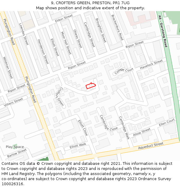 9, CROFTERS GREEN, PRESTON, PR1 7UG: Location map and indicative extent of plot