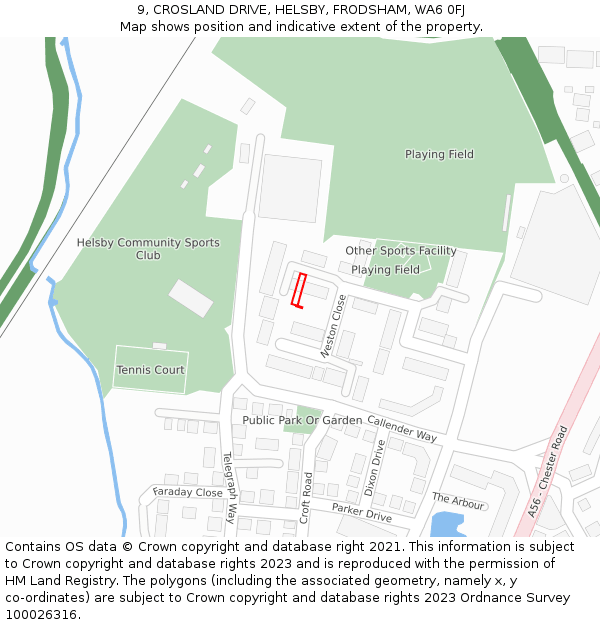 9, CROSLAND DRIVE, HELSBY, FRODSHAM, WA6 0FJ: Location map and indicative extent of plot