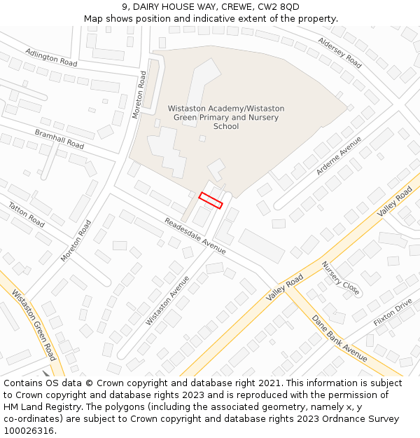 9, DAIRY HOUSE WAY, CREWE, CW2 8QD: Location map and indicative extent of plot