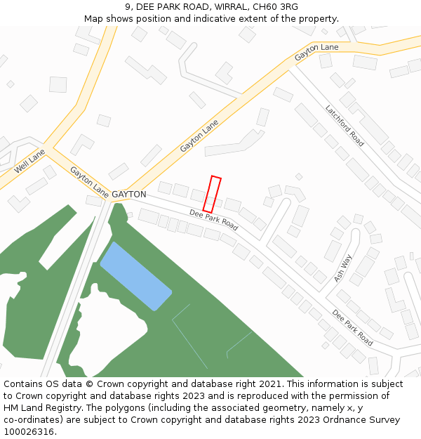 9, DEE PARK ROAD, WIRRAL, CH60 3RG: Location map and indicative extent of plot