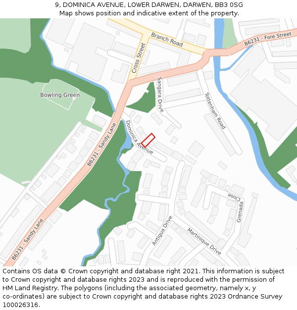 9, DOMINICA AVENUE, LOWER DARWEN, DARWEN, BB3 0SG: Location map and indicative extent of plot