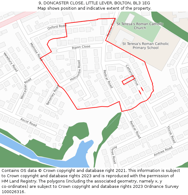 9, DONCASTER CLOSE, LITTLE LEVER, BOLTON, BL3 1EG: Location map and indicative extent of plot