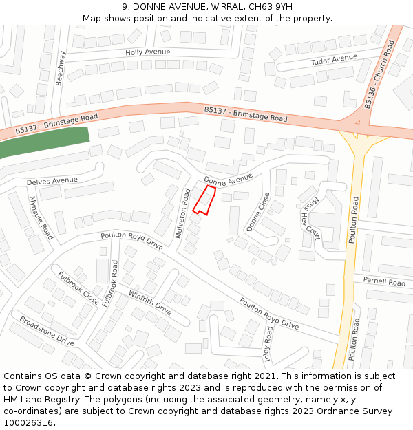 9, DONNE AVENUE, WIRRAL, CH63 9YH: Location map and indicative extent of plot