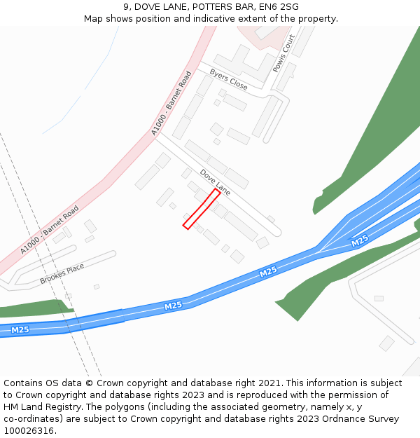 9, DOVE LANE, POTTERS BAR, EN6 2SG: Location map and indicative extent of plot