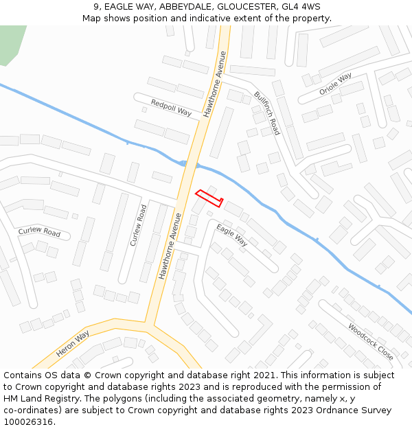 9, EAGLE WAY, ABBEYDALE, GLOUCESTER, GL4 4WS: Location map and indicative extent of plot