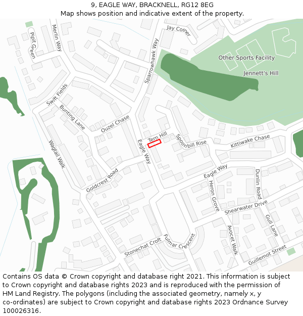 9, EAGLE WAY, BRACKNELL, RG12 8EG: Location map and indicative extent of plot