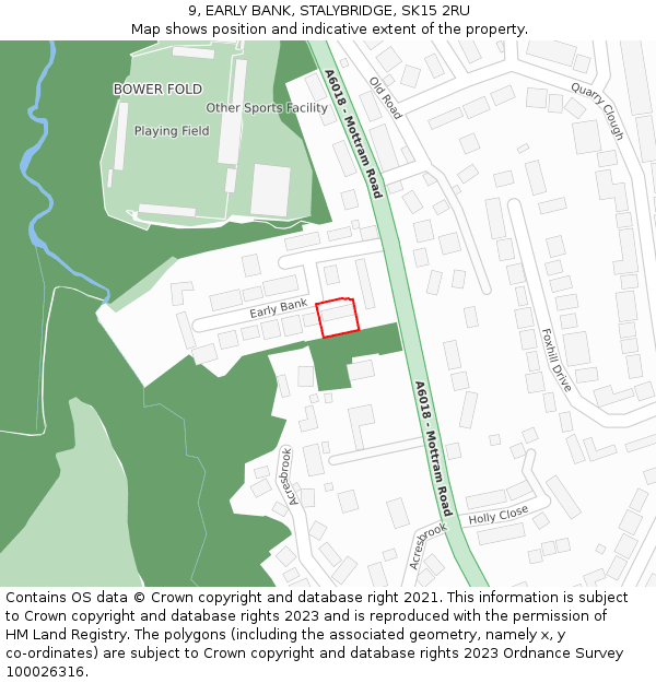 9, EARLY BANK, STALYBRIDGE, SK15 2RU: Location map and indicative extent of plot