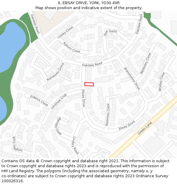 9, EBSAY DRIVE, YORK, YO30 4XR: Location map and indicative extent of plot