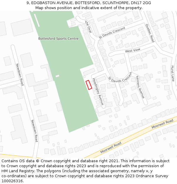 9, EDGBASTON AVENUE, BOTTESFORD, SCUNTHORPE, DN17 2GG: Location map and indicative extent of plot