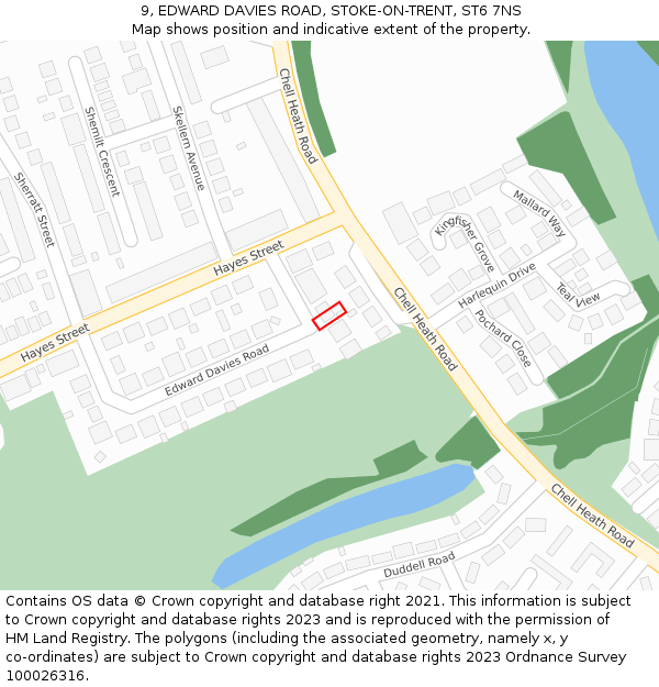 9, EDWARD DAVIES ROAD, STOKE-ON-TRENT, ST6 7NS: Location map and indicative extent of plot