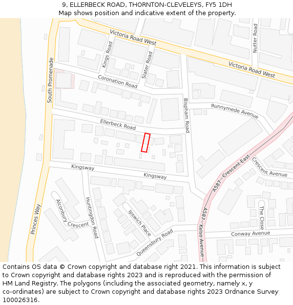 9, ELLERBECK ROAD, THORNTON-CLEVELEYS, FY5 1DH: Location map and indicative extent of plot