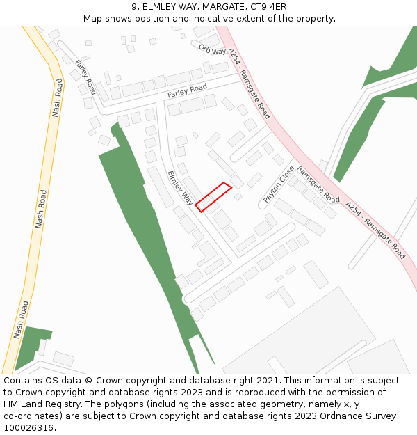9, ELMLEY WAY, MARGATE, CT9 4ER: Location map and indicative extent of plot