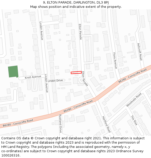 9, ELTON PARADE, DARLINGTON, DL3 8PJ: Location map and indicative extent of plot