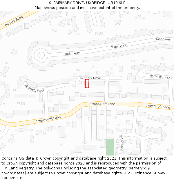9, FAIRMARK DRIVE, UXBRIDGE, UB10 9LP: Location map and indicative extent of plot