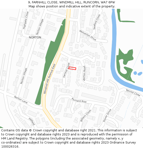 9, FARNHILL CLOSE, WINDMILL HILL, RUNCORN, WA7 6PW: Location map and indicative extent of plot