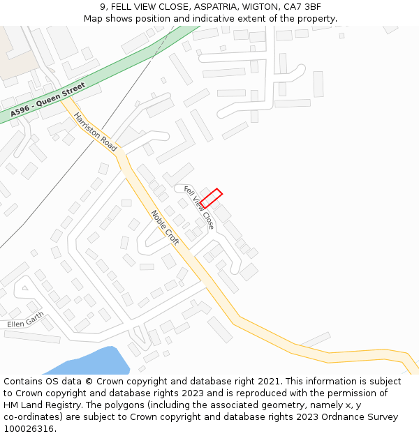 9, FELL VIEW CLOSE, ASPATRIA, WIGTON, CA7 3BF: Location map and indicative extent of plot