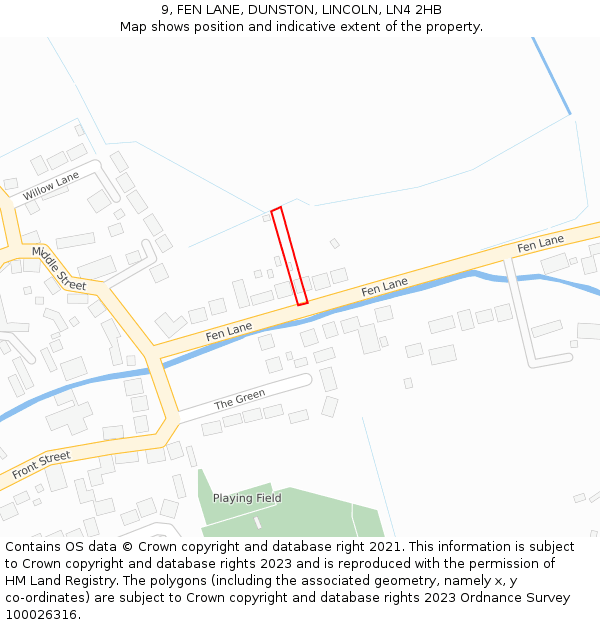 9, FEN LANE, DUNSTON, LINCOLN, LN4 2HB: Location map and indicative extent of plot