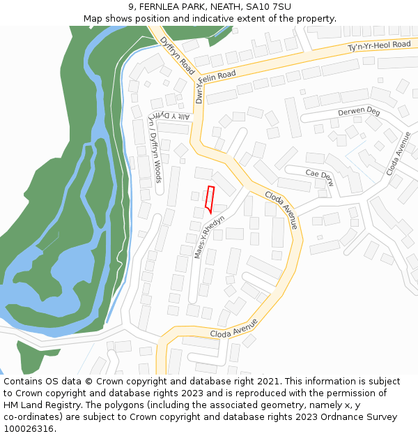 9, FERNLEA PARK, NEATH, SA10 7SU: Location map and indicative extent of plot