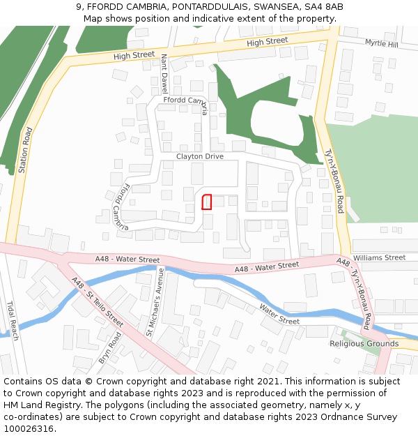 9, FFORDD CAMBRIA, PONTARDDULAIS, SWANSEA, SA4 8AB: Location map and indicative extent of plot