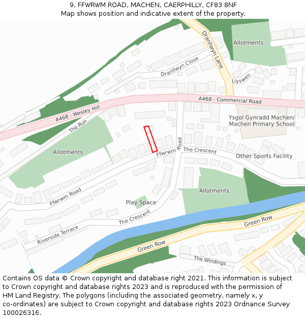9, FFWRWM ROAD, MACHEN, CAERPHILLY, CF83 8NF: Location map and indicative extent of plot