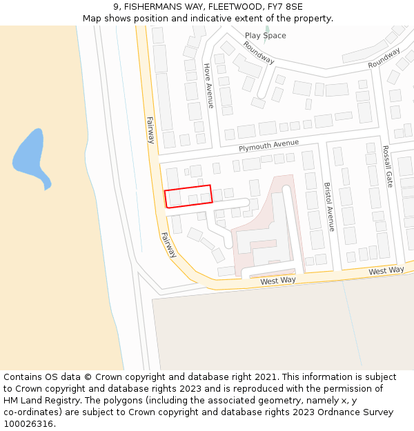 9, FISHERMANS WAY, FLEETWOOD, FY7 8SE: Location map and indicative extent of plot