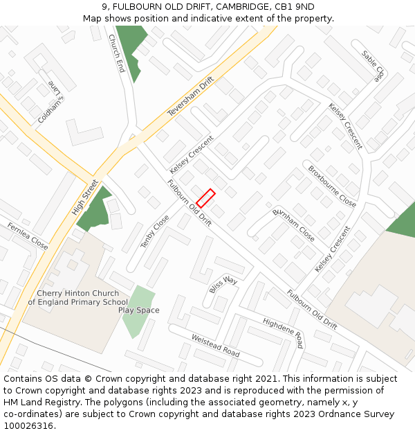 9, FULBOURN OLD DRIFT, CAMBRIDGE, CB1 9ND: Location map and indicative extent of plot