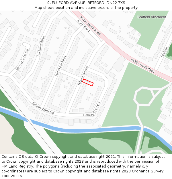 9, FULFORD AVENUE, RETFORD, DN22 7XS: Location map and indicative extent of plot