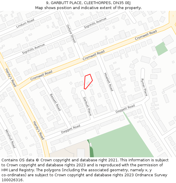 9, GARBUTT PLACE, CLEETHORPES, DN35 0EJ: Location map and indicative extent of plot