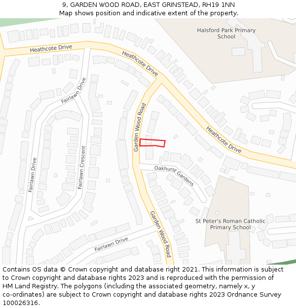 9, GARDEN WOOD ROAD, EAST GRINSTEAD, RH19 1NN: Location map and indicative extent of plot