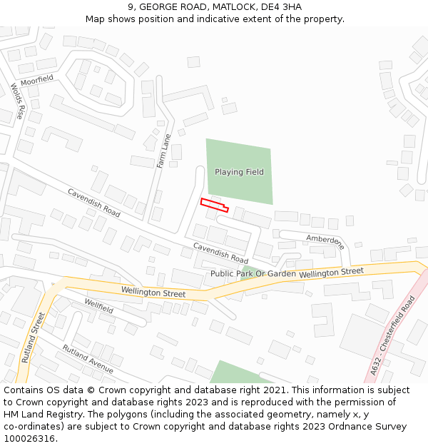 9, GEORGE ROAD, MATLOCK, DE4 3HA: Location map and indicative extent of plot