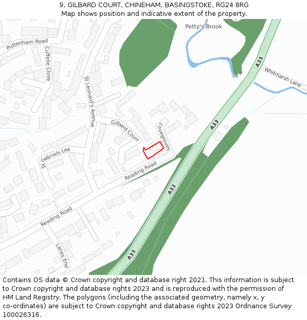 9, GILBARD COURT, CHINEHAM, BASINGSTOKE, RG24 8RG: Location map and indicative extent of plot