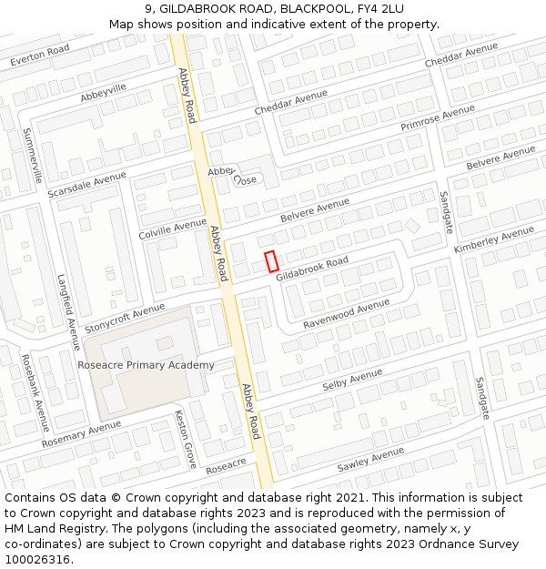 9, GILDABROOK ROAD, BLACKPOOL, FY4 2LU: Location map and indicative extent of plot