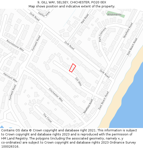 9, GILL WAY, SELSEY, CHICHESTER, PO20 0EX: Location map and indicative extent of plot