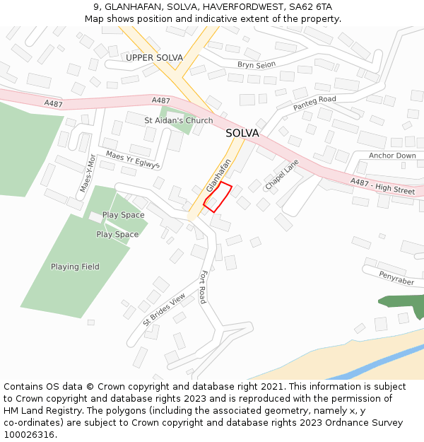 9, GLANHAFAN, SOLVA, HAVERFORDWEST, SA62 6TA: Location map and indicative extent of plot