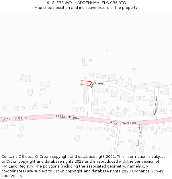 9, GLEBE WAY, HADDENHAM, ELY, CB6 3TG: Location map and indicative extent of plot