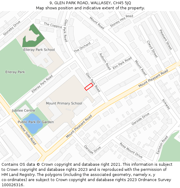 9, GLEN PARK ROAD, WALLASEY, CH45 5JQ: Location map and indicative extent of plot