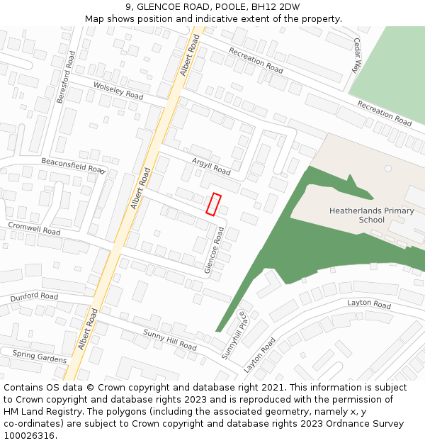 9, GLENCOE ROAD, POOLE, BH12 2DW: Location map and indicative extent of plot