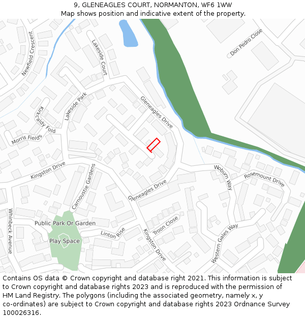 9, GLENEAGLES COURT, NORMANTON, WF6 1WW: Location map and indicative extent of plot