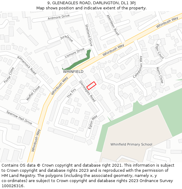 9, GLENEAGLES ROAD, DARLINGTON, DL1 3PJ: Location map and indicative extent of plot