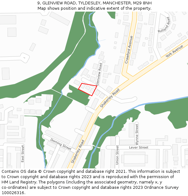 9, GLENVIEW ROAD, TYLDESLEY, MANCHESTER, M29 8NH: Location map and indicative extent of plot
