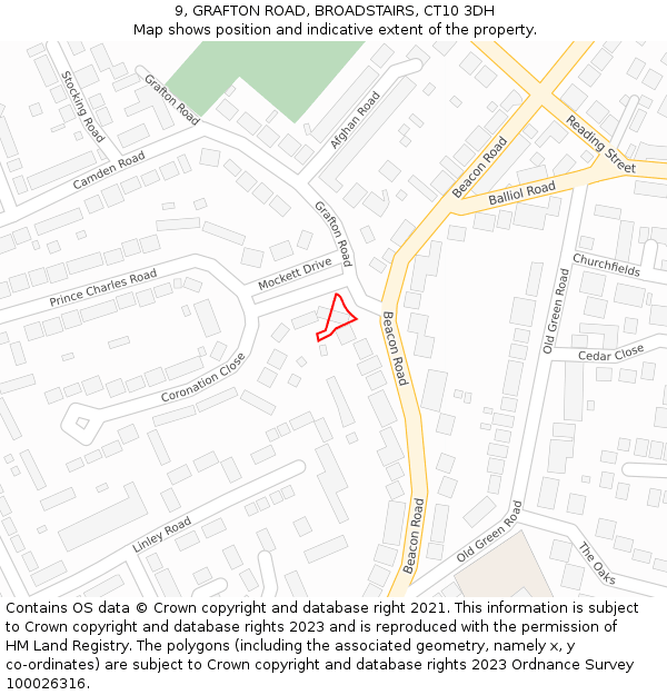 9, GRAFTON ROAD, BROADSTAIRS, CT10 3DH: Location map and indicative extent of plot