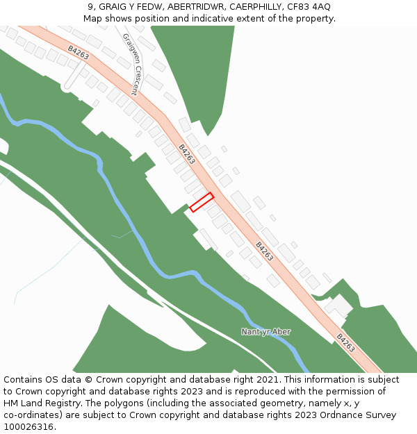 9, GRAIG Y FEDW, ABERTRIDWR, CAERPHILLY, CF83 4AQ: Location map and indicative extent of plot