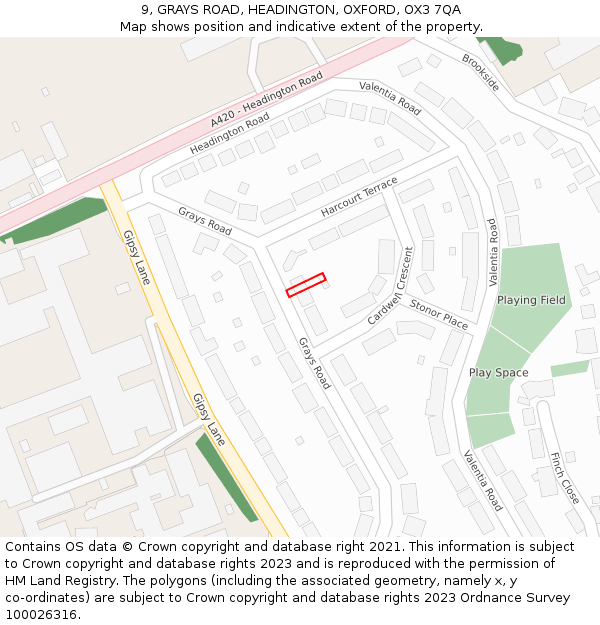 9, GRAYS ROAD, HEADINGTON, OXFORD, OX3 7QA: Location map and indicative extent of plot